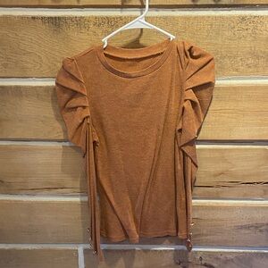 SHEIN Rust Short Sleeve Top with Ruched Detail